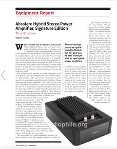 Absolare hybrid stereo power amplifier, signature edition